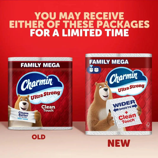 Charmin Ultra Strong Clean Touch Toilet Paper, 24 Family Mega Rolls = 120 Regular Rolls