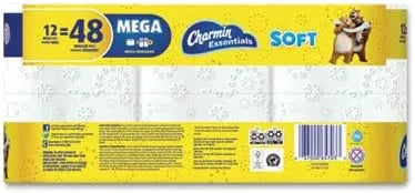 Charmin Essentials Soft Bathroom Tissue, Septic Safe, 2-Ply, White, 352 Sheets/Roll, 12/Pack