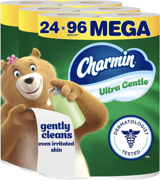 Charmin Ultra Gentle Toilet Paper, 24 Mega Rolls (Equivalent to 96 Regular Rolls),White