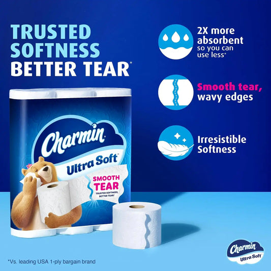 Charmin Toilet Paper Ultra Soft, 12 Mega Rolls = 48 Regular Rolls, 2-ply Bath Tissue