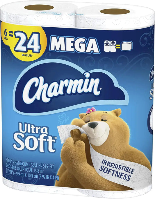 Charmin Ultra Soft Toilet Paper, 6 Mega Rolls = 24 Regular Rolls